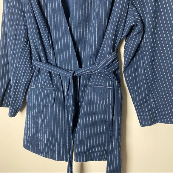 Lane Bryant NWT Linen Blend Dark Blue Striped Blazer women's size 24 - Picture 10 of 11